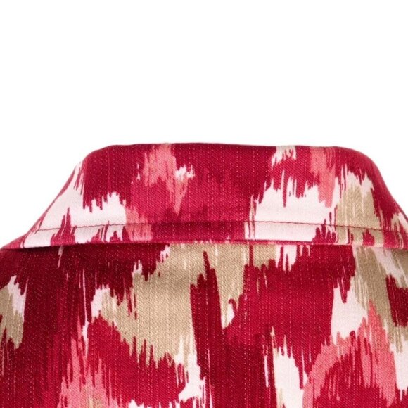 Christopher Banks Women Jacket Size M Stretch Denim Red Multi Snaps Camo - Picture 7 of 10